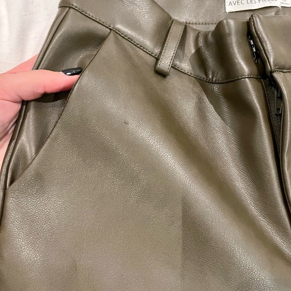 ANTHROPOLOGIE BRAND AVEC LES FILLES VEGAN Leather Cropped Flare Trousers - Picture 7 of 8